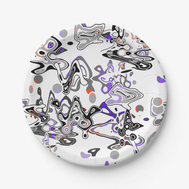 Plato De Papel Resumen de brocha de salpicadura moderna de moda (Anverso)