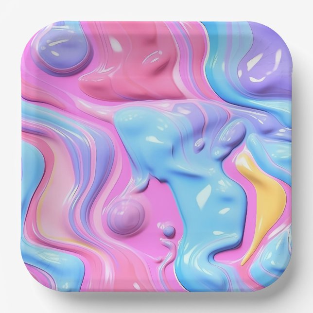 Plato De Papel Resumen de burbuja plástica brillante (Anverso)