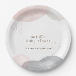 Plato De Papel Resumen de color de agua minimalista de Boho Baby