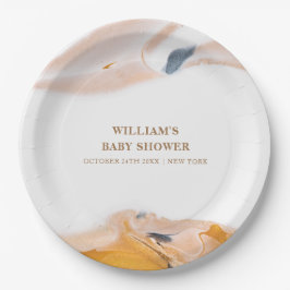 Plato De Papel Resumen de color de agua moderno ruso Baby Shower