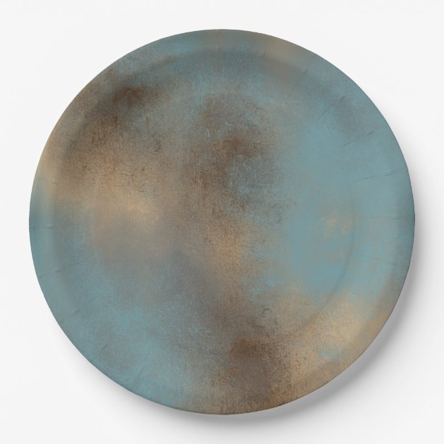 Plato De Papel Resumen de cremas azules pintadas arte (Anverso)