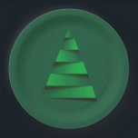 Plato De Papel Resumen de la fiesta navideña<br><div class="desc">Elegante y moderno árbol de Navidad abstracto sobre fondo verde,  divertidos platos de papel para la fiesta de vacaciones de sus Navidades. COINCIDIENDO con los artículos de nuestra tienda.</div>