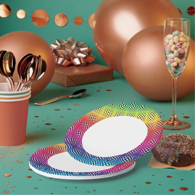 Plato De Papel Resumen de las plazas Neon Rainbow (Multi)