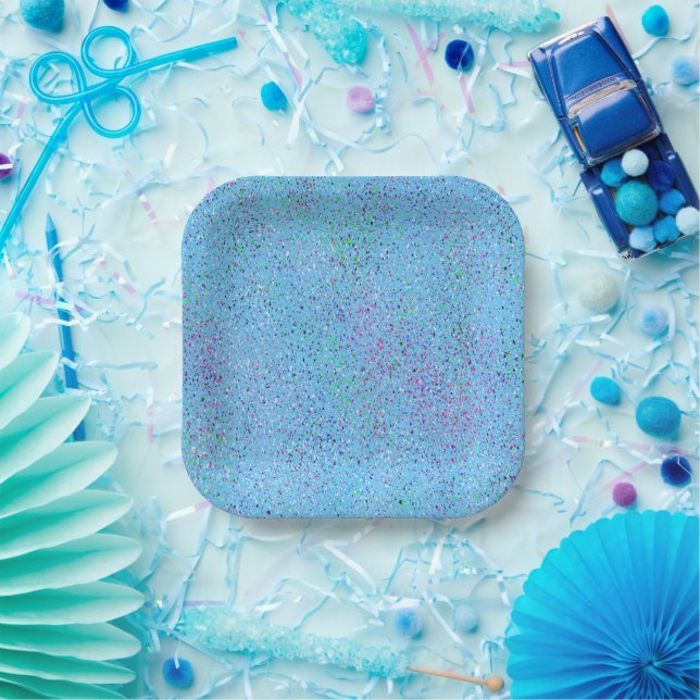 Plato De Papel Resumen de manchas azules (Fiesta)