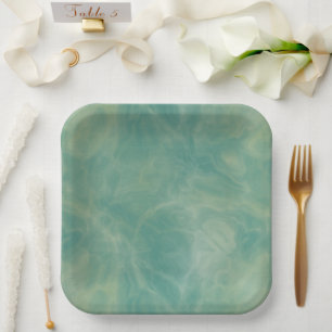 Plato De Papel resumen de mármol verde