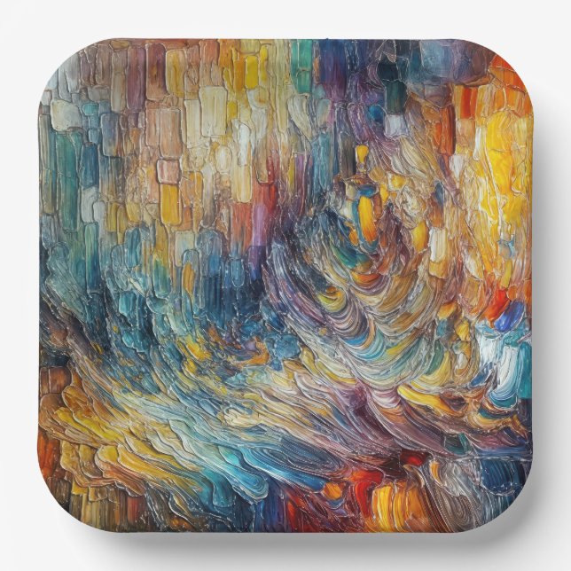 Plato De Papel Resumen de pintura gruesa de textura (Anverso)