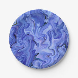 Plato De Papel Resumen de seda azul