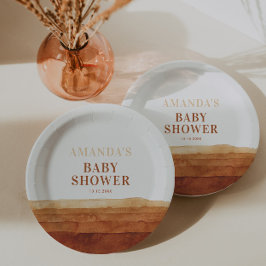 Plato De Papel Resumen de Terracotta Boho Baby Shower