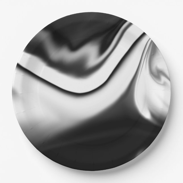 Plato De Papel Resumen en blanco y negro (Anverso)