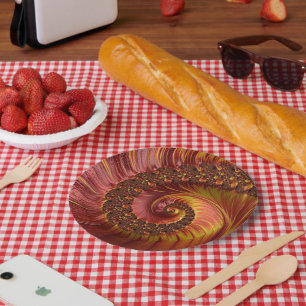 Plato De Papel Resumen Fiery Spiral Fractal