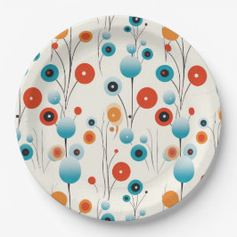 Plato De Papel Resumen Flor retro botánica moderna floral