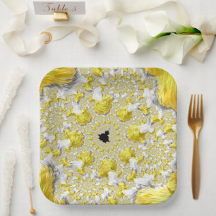 Plato De Papel Resumen fractal de oro