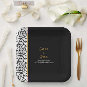 Plato De Papel Resumen Frontera de hojas botánicas