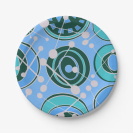 Plato De Papel Resumen, geoformas en diseños verdes, azules