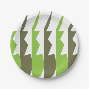 Plato De Papel Resumen gris verde Fiesta moderno