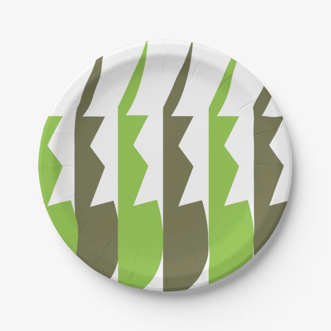 Plato De Papel Resumen gris verde Fiesta moderno (Anverso)
