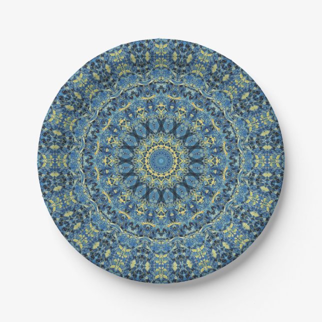 Plato De Papel Resumen Groovy Van Gogh Starry Night Mandala (Anverso)