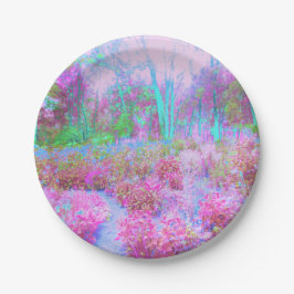 Plato De Papel Resumen impresionista rosa y turquesa