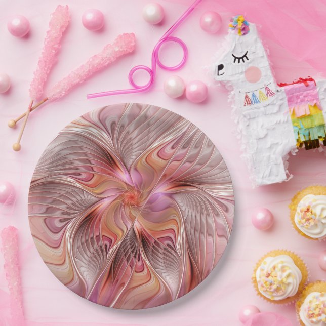 Plato De Papel Resumen mariposa colorida Fantasía arte fractal (Fiesta)