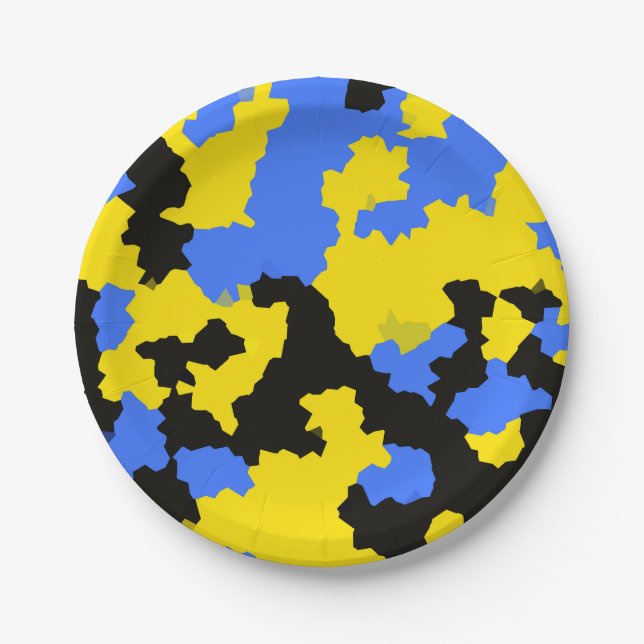 Plato De Papel Resumen moderno Diseño del patrón amarillo azul ne (Anverso)