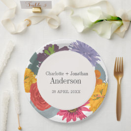 Plato De Papel Resumen moderno Nombres de parejas Bodas florales