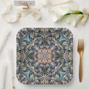 Plato De Papel Resumen Multicolor Succulum Garden Rosette