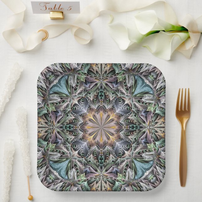 Plato De Papel Resumen Multicolor Succulum Garden Rosette (Boda)