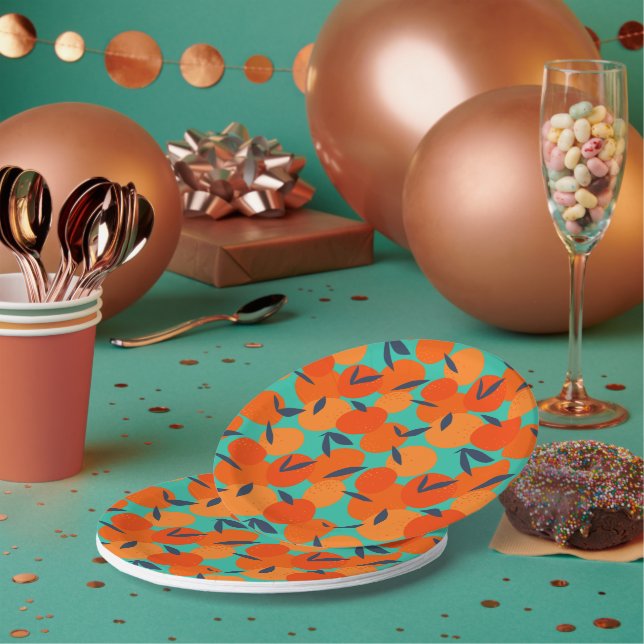 Plato De Papel Resumen Naranja Patrón de fruta (Multi)