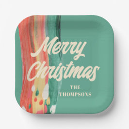 Plato De Papel Resumen nombre personalizado de navidad moderna