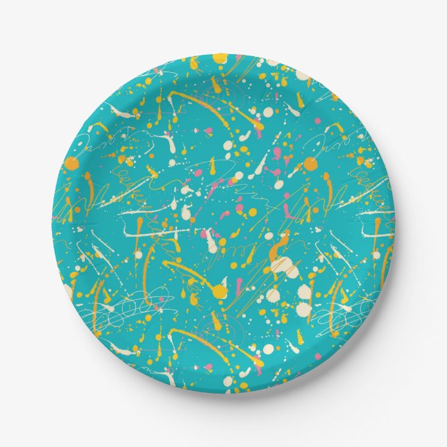 Plato De Papel Resumen Paint Splash (Anverso)