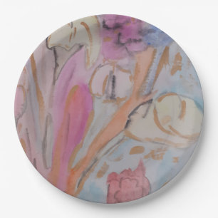 Plato De Papel Resumen Pastel Floral