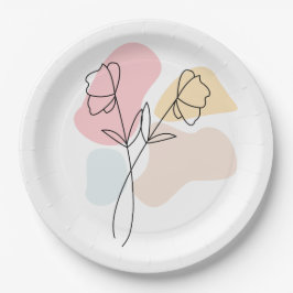 Plato De Papel Resumen Pastel Floral