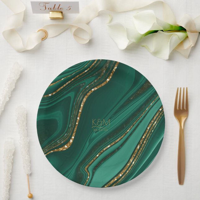 Plato De Papel Resumen Purpurina Strata Boda Green ID903 (Boda)