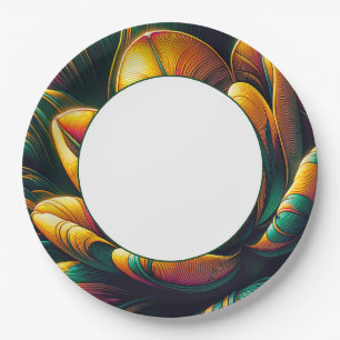 Plato De Papel Resumen radiante Tulip Bloom