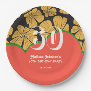 Plato De Papel Resumen Retro Chamomile Floral Amarillo Cumpleaños