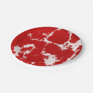 Plato De Papel Resumen rojo y blanco