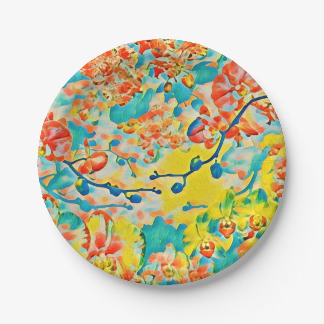 Plato De Papel Resumen Sakura Spring Cherry Blossom Floral (Anverso)