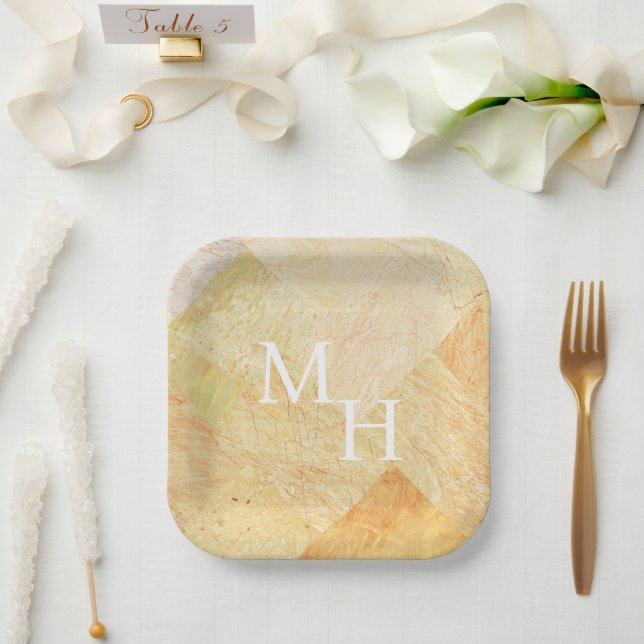 Plato De Papel Resumen Sandstone Marbble (Boda)