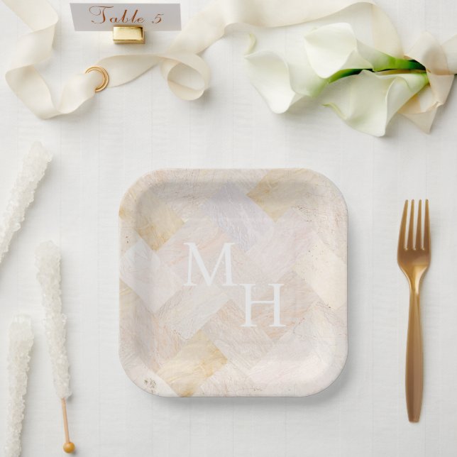 Plato De Papel Resumen Sandstone Marbble (Boda)