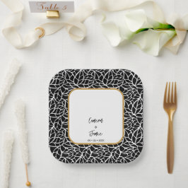 Plato De Papel Resumen Tema del Boda botánico