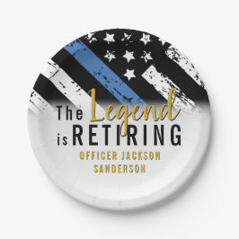 Plato De Papel Retirada de la policía Bandera Azul Aplicación de