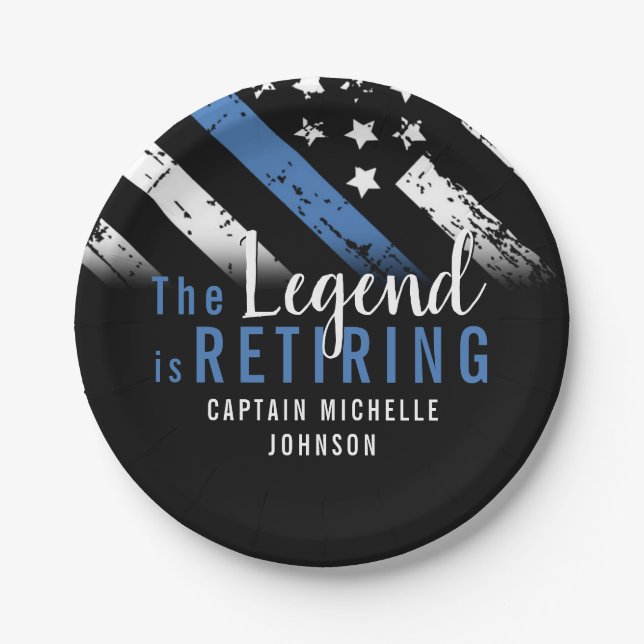 Plato De Papel Retirada de la policía Bandera Azul Aplicación de  (Anverso)