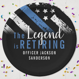 Plato De Papel Retirada de la policía Bandera Azul Aplicación de 