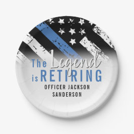 Plato De Papel Retirada de la policía Bandera Azul Aplicación de 