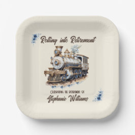 Plato De Papel Retired Travel Theme Rolling into Retirement Train