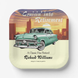 Plato De Papel Retirement Cruising Classic Retro Car City Fiesta