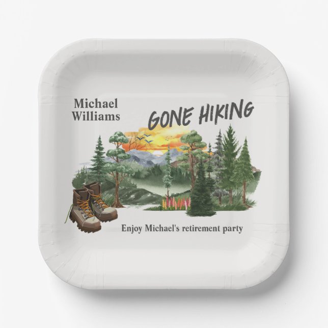 Plato De Papel Retirement Gone Hiking to the Mountains Sunrise    (Anverso)