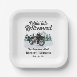 Plato De Papel Retirement Travel Theme Classic Motorbike Rolling