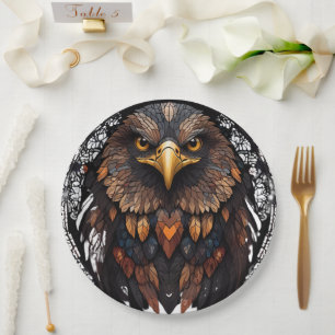 Plato De Papel Retrato de águila mosaica Almohada redonda