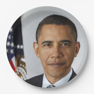 Plato De Papel Retrato de Barack Obama en la Casa Blanca